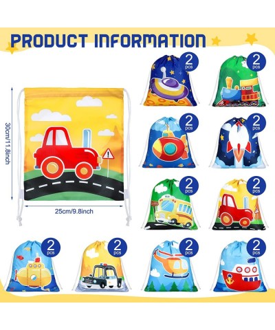 20 Pieces Kids Transportation Drawstring Bags Car Bus Train Plane Ship Sack Backpack Candy Goodies Gift Bags Transportation P...