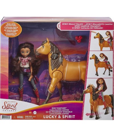 Spirit Untamed Ride Together Lucky Doll (7-in) & Spirit Horse (8-in) Button Feature Lets Doll Ride Horse with Realistic Walki...