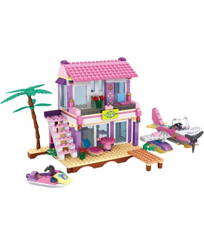 Dream Girls Building Blocks Toys Friends Building Set Big Beach Villa with Plane and Jet Ski Fun Preschool Educational toys f...