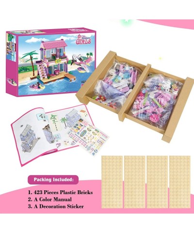 Dream Girls Building Blocks Toys Friends Building Set Big Beach Villa with Plane and Jet Ski Fun Preschool Educational toys f...