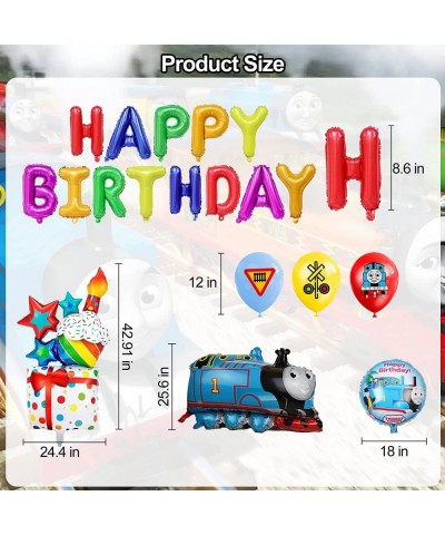 19Pcs Cartoon Train Theme Birthday Party Supplies and Decorations Sets for Boys Kids with Happy Birthday Banners Cake Topper ...