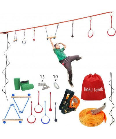 50 FT Jungle Gym Slackline Ninja Warrior Training Equipment for Kids Adult Adjust Hanging Obstacles Course Kit - Climb Rope L...