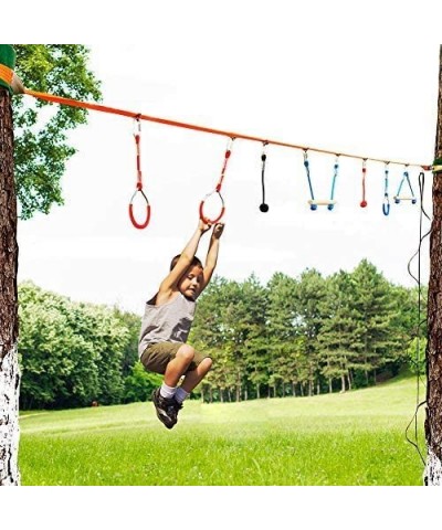 50 FT Jungle Gym Slackline Ninja Warrior Training Equipment for Kids Adult Adjust Hanging Obstacles Course Kit - Climb Rope L...