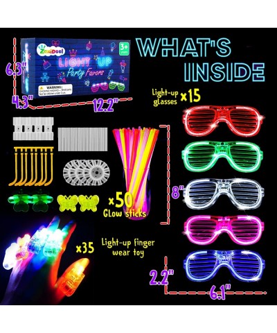 166 Pcs Glow In The Dark Party Supplies - 50 Glow Sticks 35 Finger Lights 15 LED Glasses - Light Up Party Favors for Birthday...