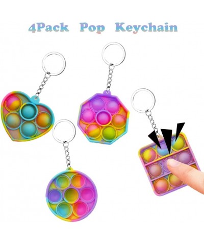 4PACK Fidget Keychain Mini Fidget Toy Pop Fidget Toy Stress Relief Hand Toys Keychain Toy Push pop Bubble Fidget Toy for Kids...