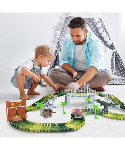 Dinosaur Toys Create A Dinosaur World Road Race Flexible Track Playset and 2 pcs Cool Dinosaur car for 3 4 5 6 Year & Up Old ...