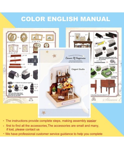 Dollhouse DIY Miniature Wooden Furniture Kit Mini Handmade Doll House Wood Mini Model with Dust Cover & LED 1:24 Scale Creati...