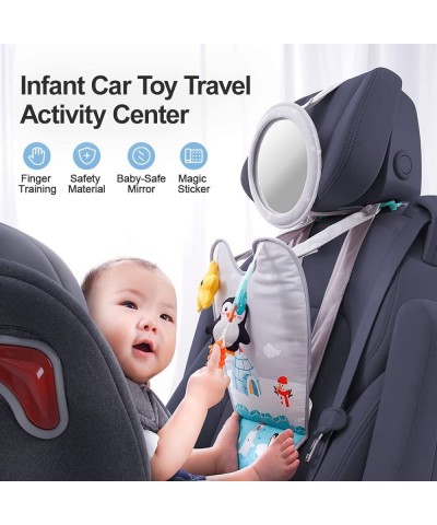 Car Seat Toys Baby Activity Center with Mirror to Watch Baby from Driver’s Seat Adjustable Baby Mirror & Hanging Toys with Sq...