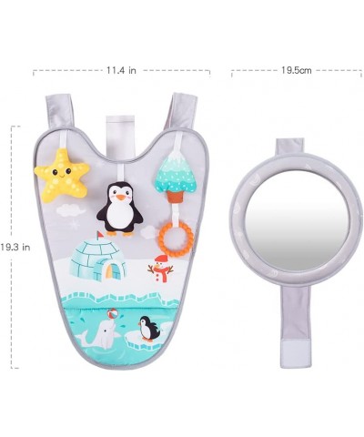 Car Seat Toys Baby Activity Center with Mirror to Watch Baby from Driver’s Seat Adjustable Baby Mirror & Hanging Toys with Sq...