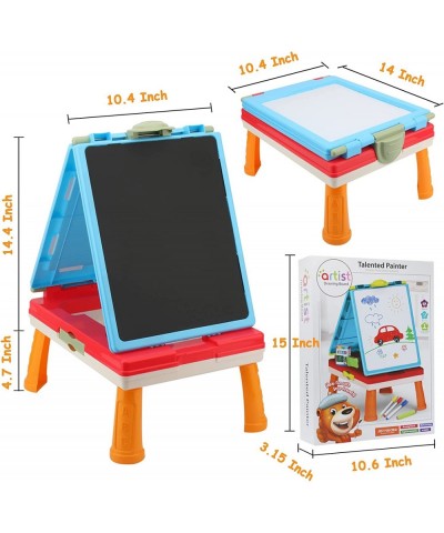 Table Art Easel for Kids Double Sided Foldable Tabletop Drawing Easels Chalkboard Desk with Graffiti and Board Game Accessori...