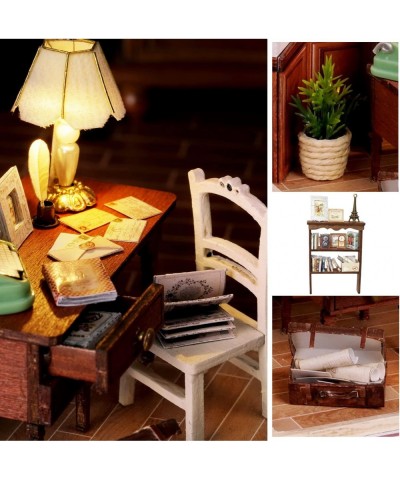 Dollhouse DIY Miniature Wooden Furniture Kit Mini Handmade Doll House Wood Mini Model with Dust Cover & LED 1:24 Scale Creati...