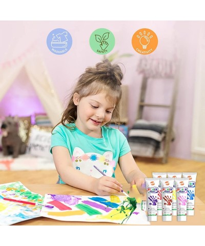 Early Learning Kids Paint Kit Washable Finger Paints with Assorted Painting Brushes Stamps Sponges Palette for Toddlers Child...