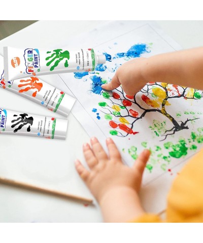 Early Learning Kids Paint Kit Washable Finger Paints with Assorted Painting Brushes Stamps Sponges Palette for Toddlers Child...