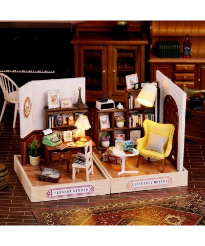 Dollhouse DIY Miniature Wooden Furniture Kit Mini Handmade Doll House Wood Mini Model with Dust Cover & LED 1:24 Scale Creati...