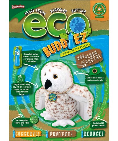 Snowy Owl from Deluxebase. Medium 8 inch Soft Plush Toy Made from Recycled Plastic Bottles. Eco-Friendly Cuddly Gift for Kids...